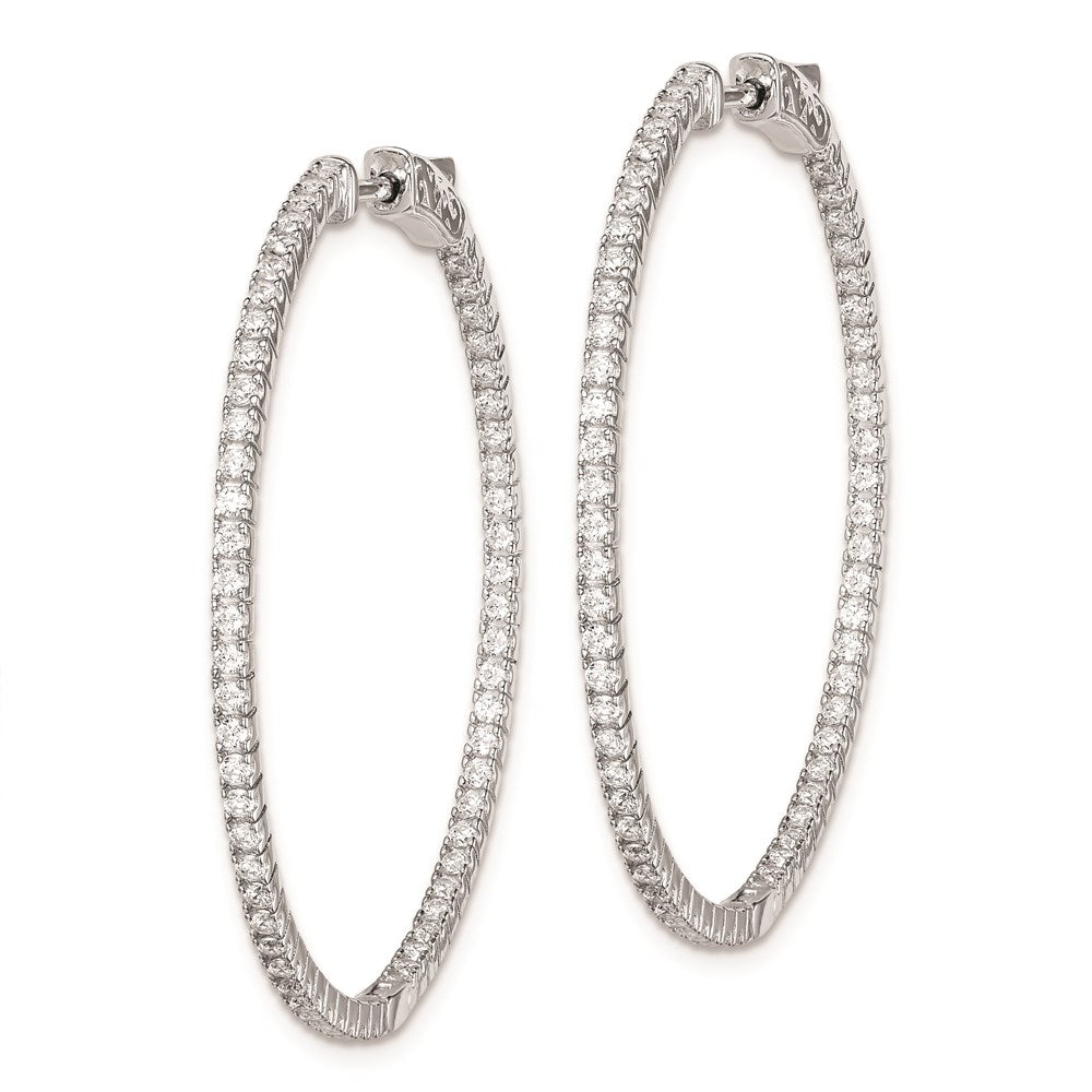 Sterling Shimmer Sterling Silver Rhodium-plated 122 Stone CZ In and Out Round Hinged Hoop Earrings