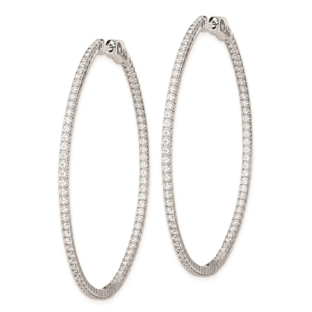 Sterling Shimmer Sterling Silver Rhodium-plated 162 Stone CZ In and Out Round Hinged Hoop Earrings