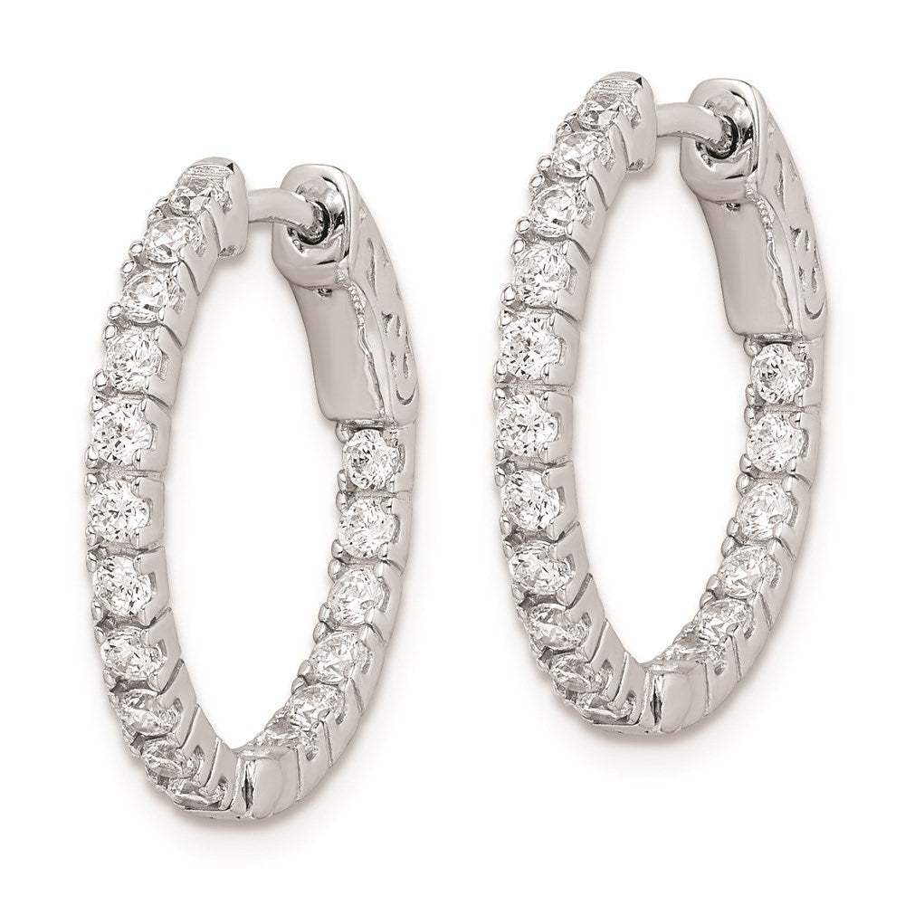 Sterling Shimmer Sterling Silver Rhodium-plated 34 Stone CZ In and Out Round Hinged Hoop Earrings