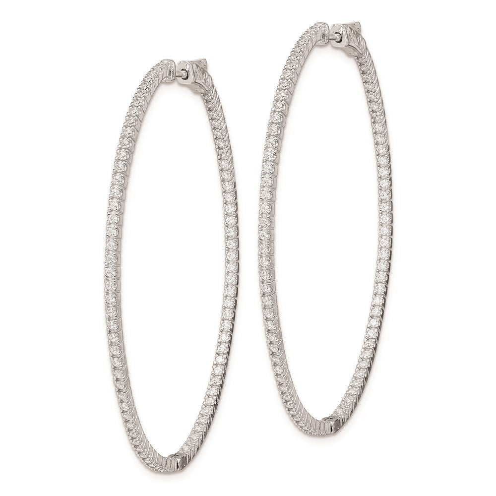 Sterling Shimmer Sterling Silver Rhodium-plated 160 Stone CZ In and Out Oval Hinged Hoop Earrings