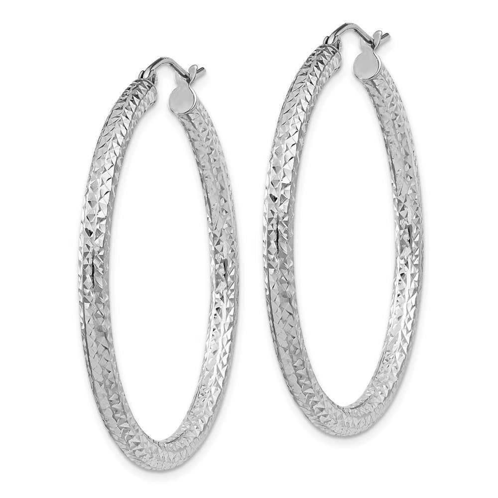 Sterling Silver Rhodium-plated D/C 3x Hoop Earrings
