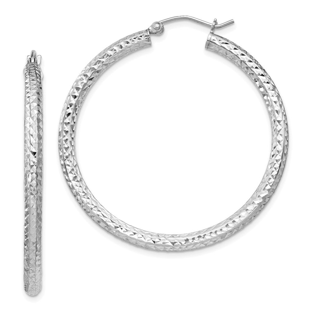 Sterling Silver Rhodium-plated D/C 3x Hoop Earrings