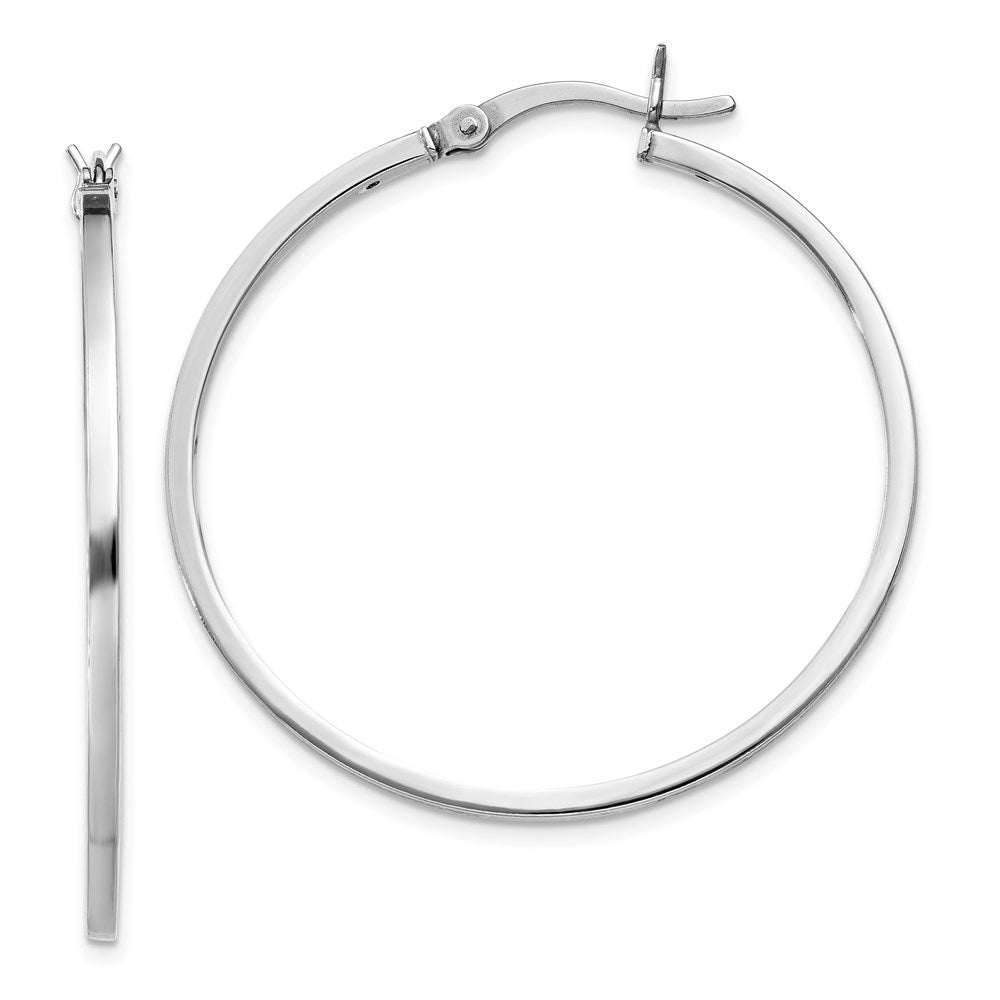 Sterling Silver Rhodium-plated 1.5x Hoop Earrings