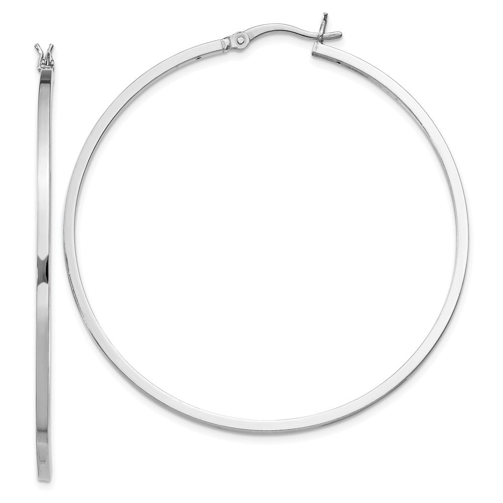 Sterling Silver Rhodium-plated 1.5x Hoop Earrings