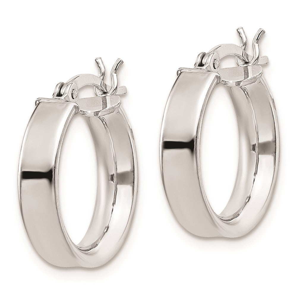 Sterling Silver Rhodium Plated 4x Hoop Earrings