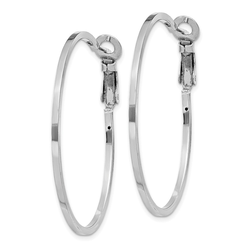 Sterling Silver RH-plated 1.5x Omega Back Round Hoop Earrings