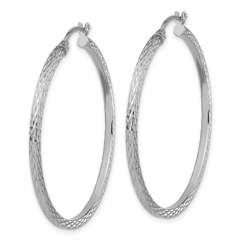 Sterling Silver Rhodium-plated Diamond-cut 2x Square Tube Hoop Earrings