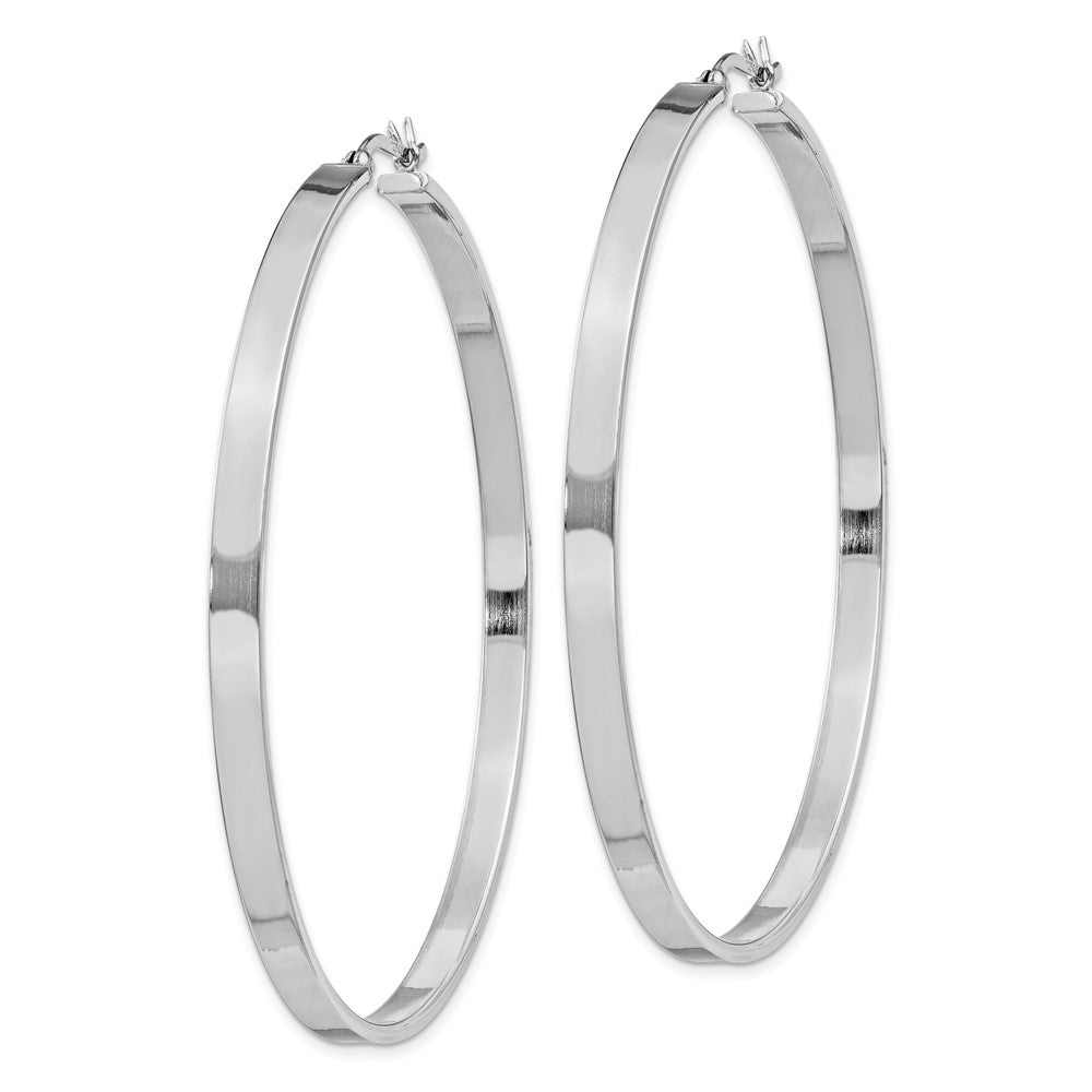 Sterling Silver Rhodium-plated 3.5x Hoop Earrings