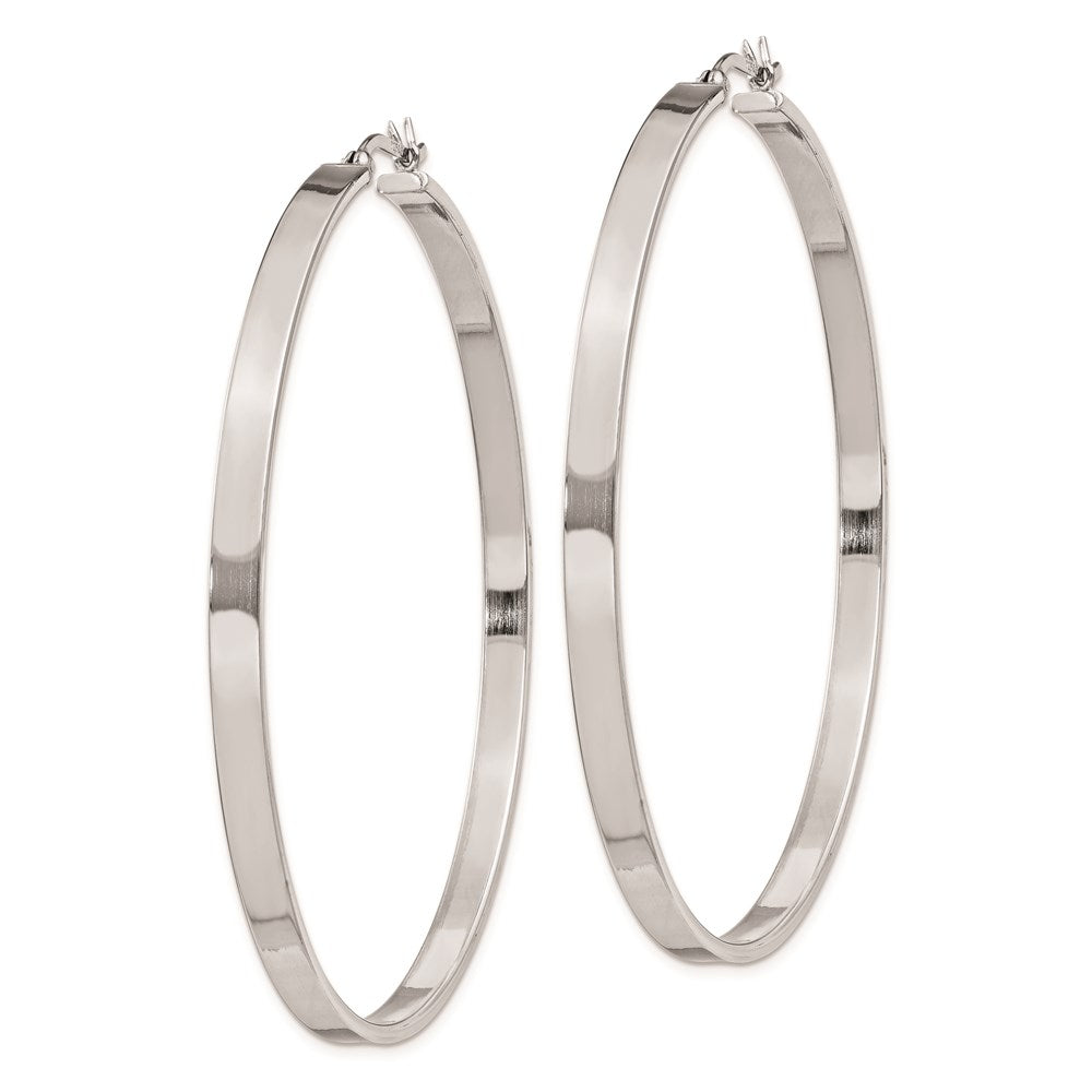 Sterling Silver Rhodium-plated 3.5x Hoop Earrings