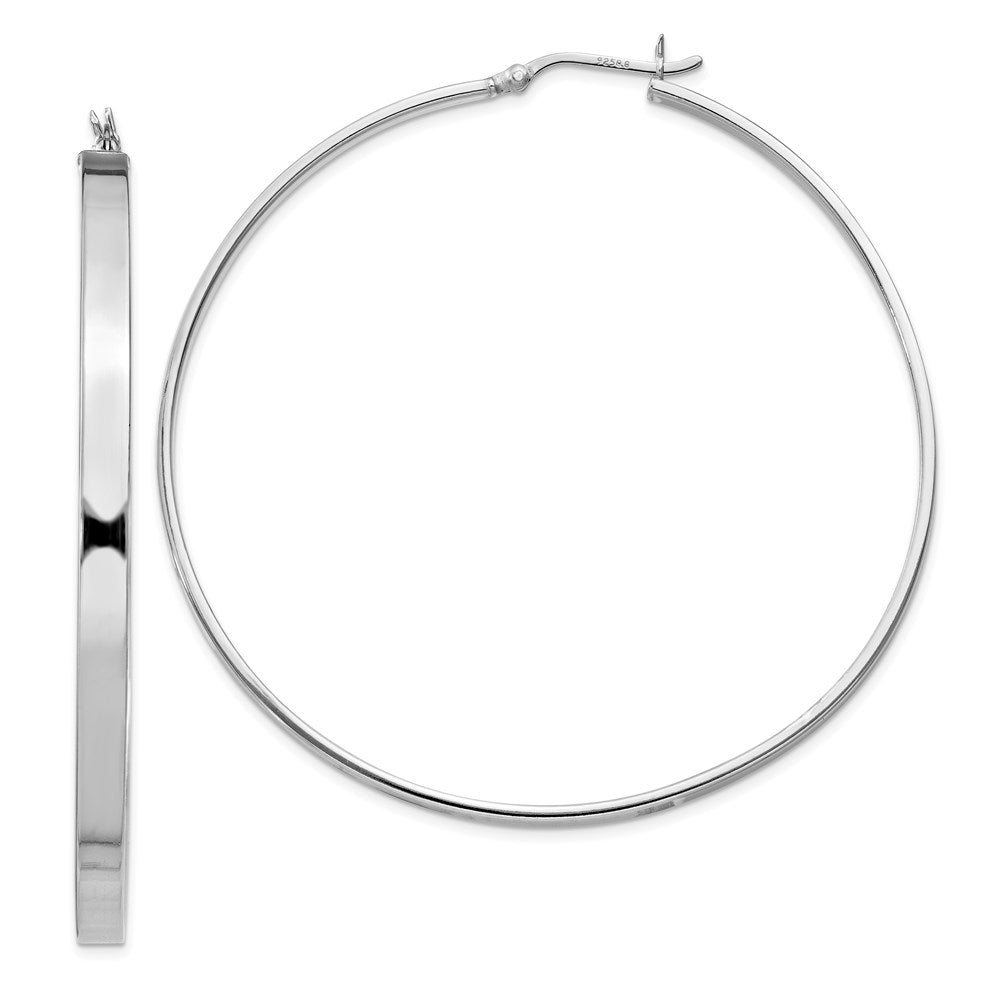 Sterling Silver Rhodium-plated 3.5x Hoop Earrings
