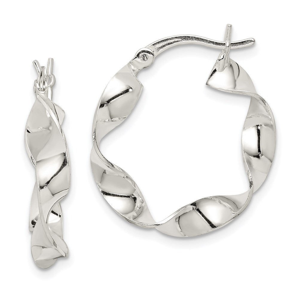 Sterling Silver Twisted 4x Hoop Earrings