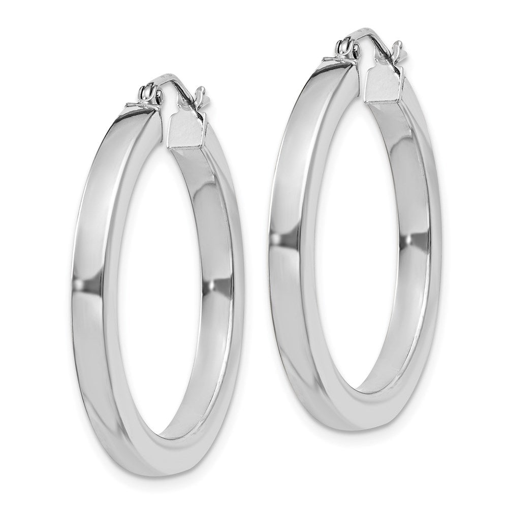 Sterling Silver Rhodium-plated 3x Square Tube Hoop Earrings