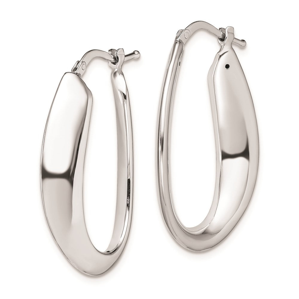 Sterling Silver Rhod-plated Polished Hollow Oval Hoop Earrings