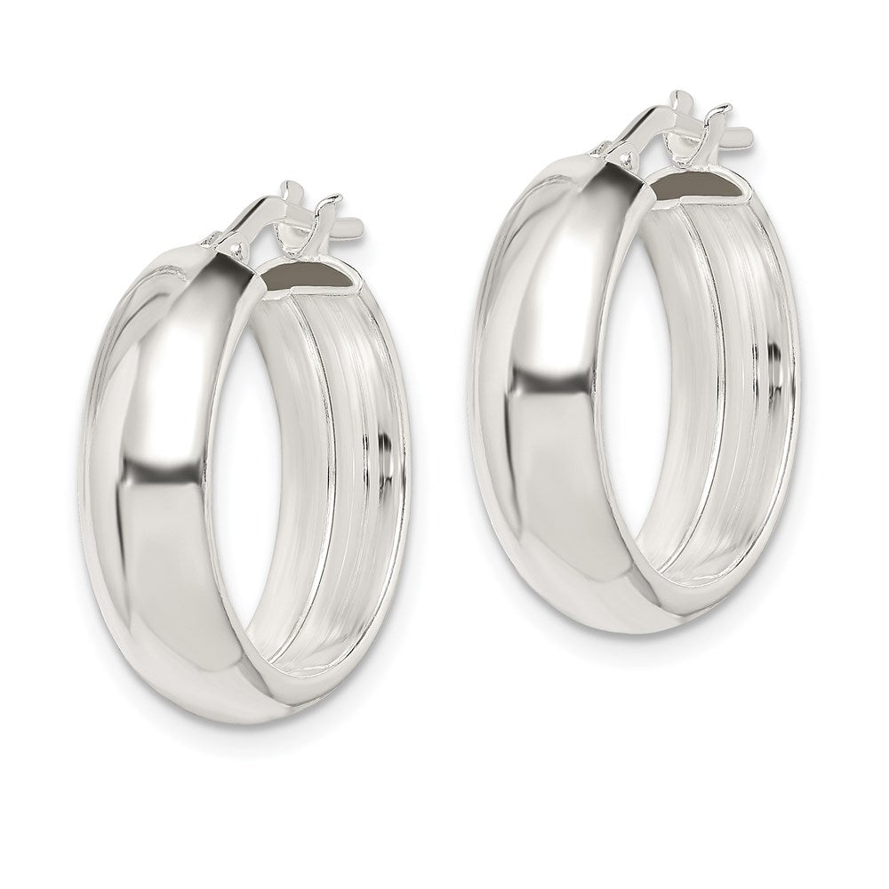 Sterling Silver Polished Round Hoop Earrings