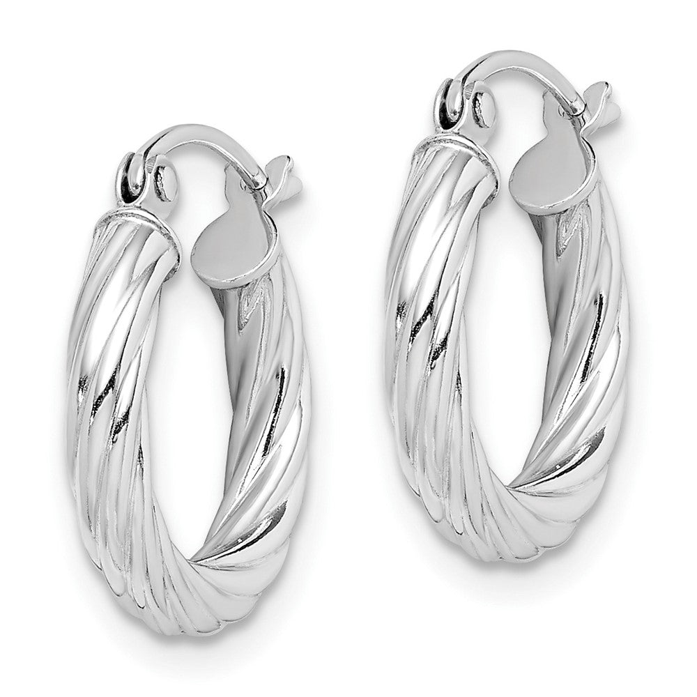 Sterling Silver Rhodium-plated 2.7x Twisted Hoop Earrings