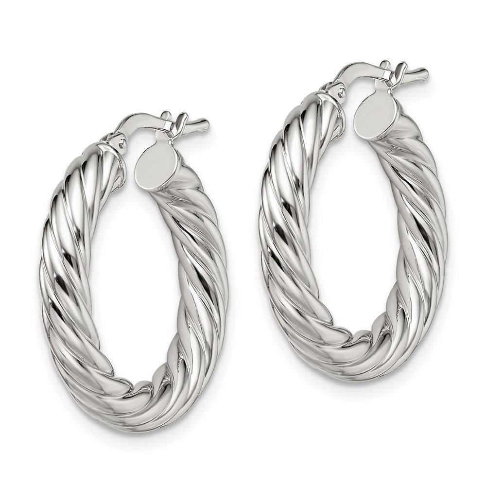 Sterling Silver Rhodium-plated Polished Twisted Hoop Earrings