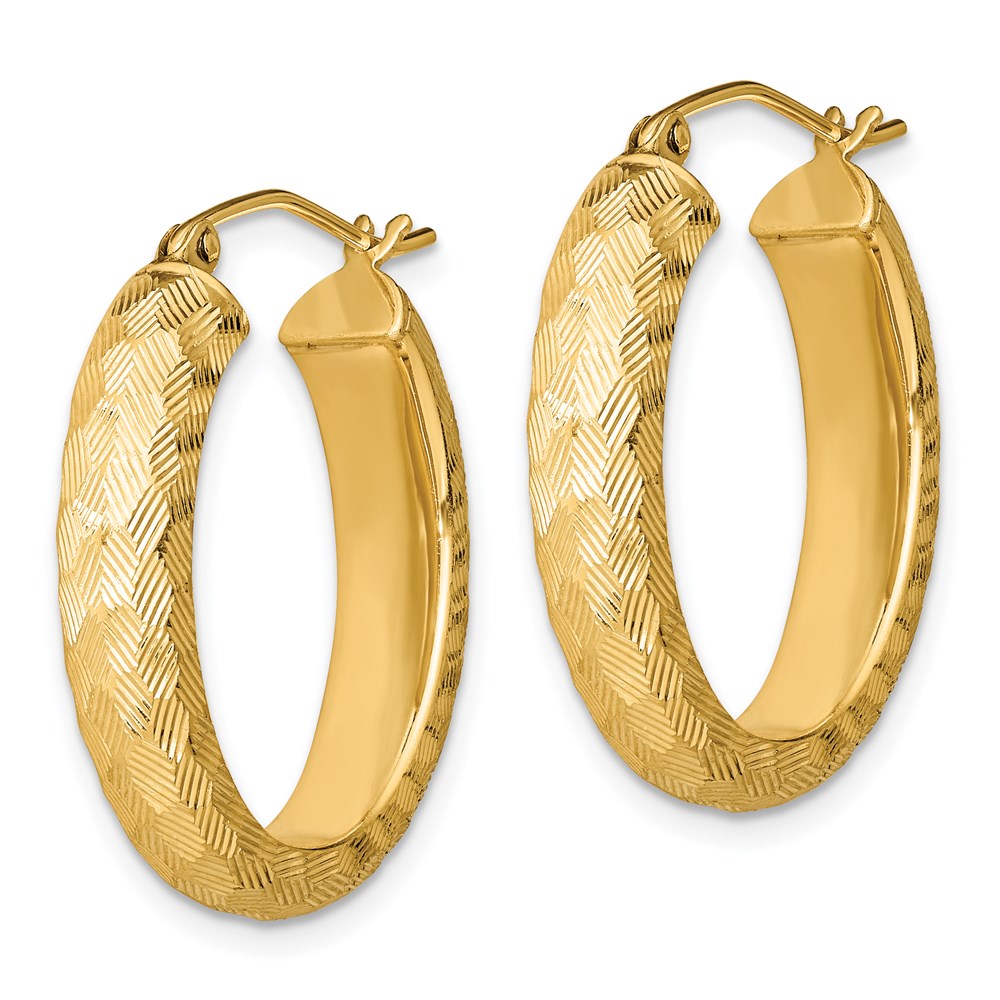Sterling Silver Gold-plated Textured Oval Hoop Earrings