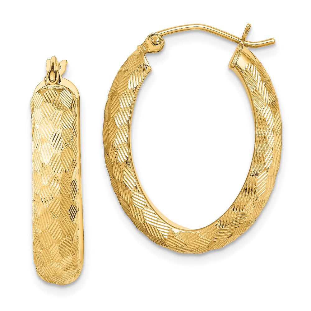 Sterling Silver Gold-plated Textured Oval Hoop Earrings