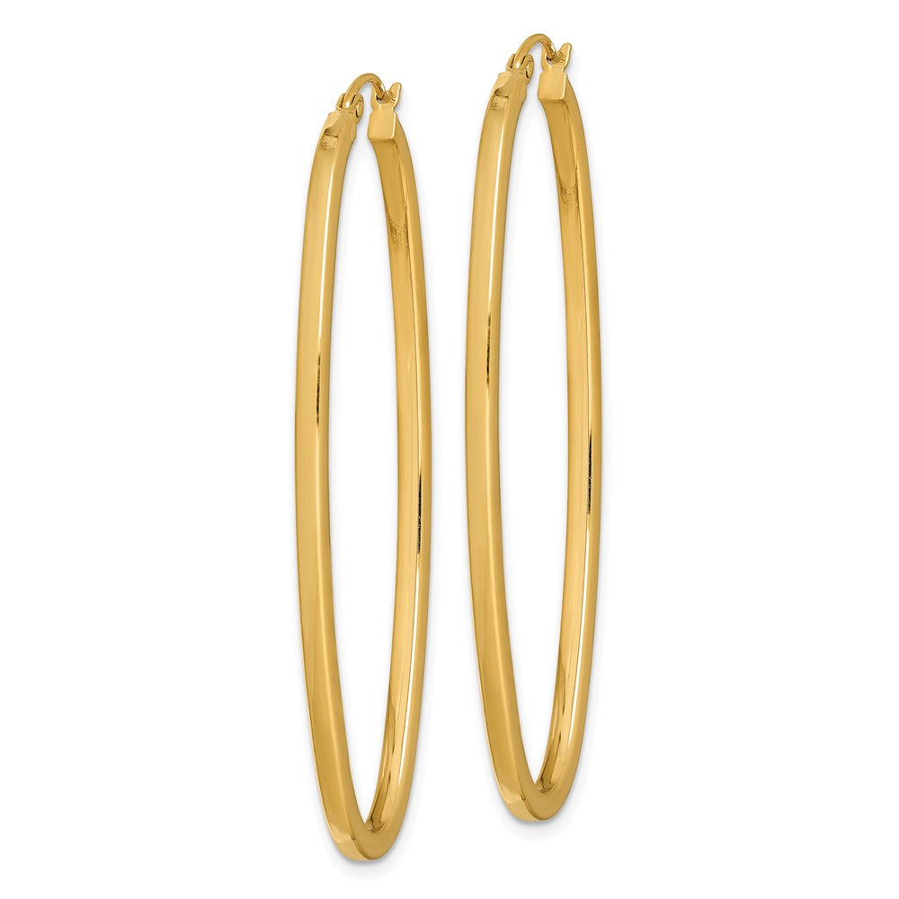 Sterling Silver Gold-plated Square Tube Oval Hoop Earrings