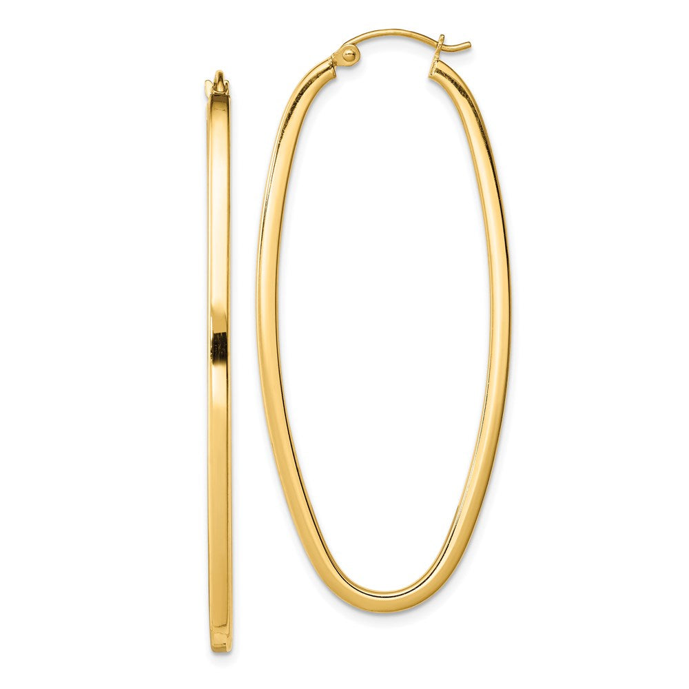 Sterling Silver Gold-plated Square Tube Oval Hoop Earrings