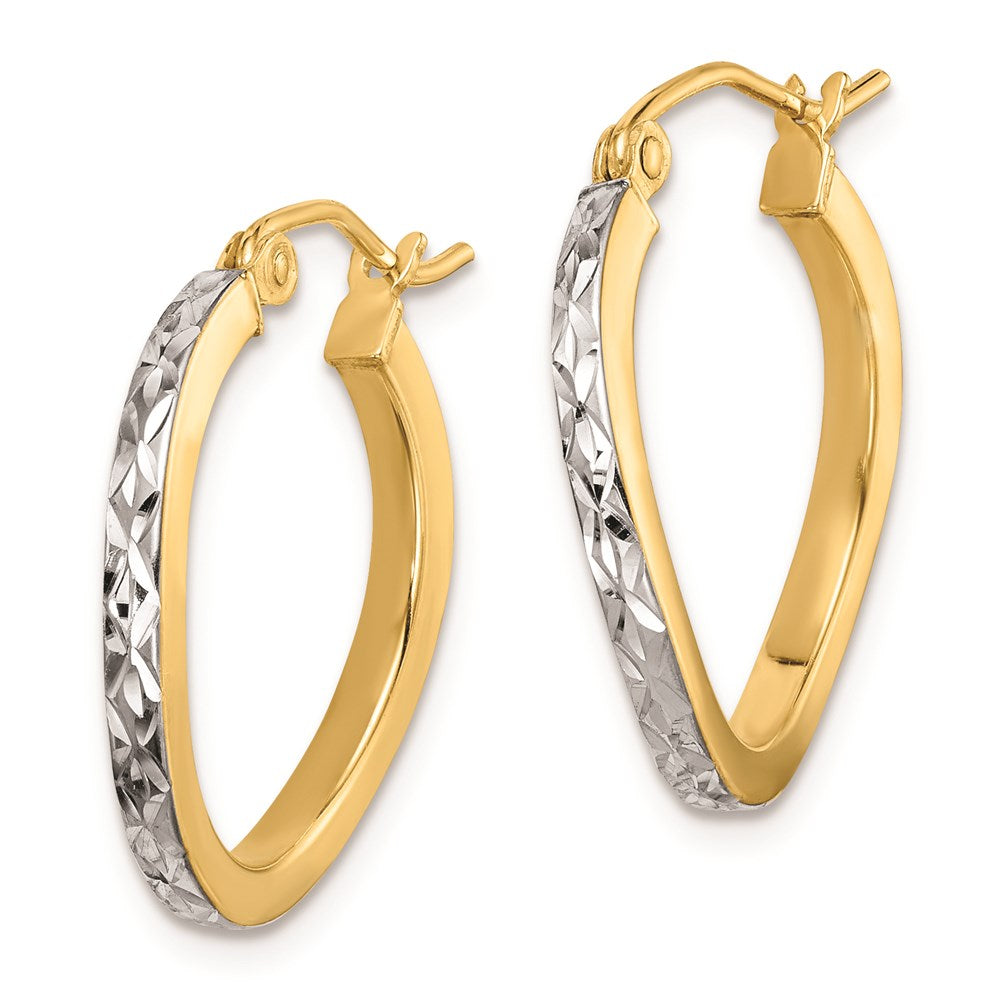 Sterling Silver Rhod-plated Vermeil Diamond-cut Curved Hoop Earrings