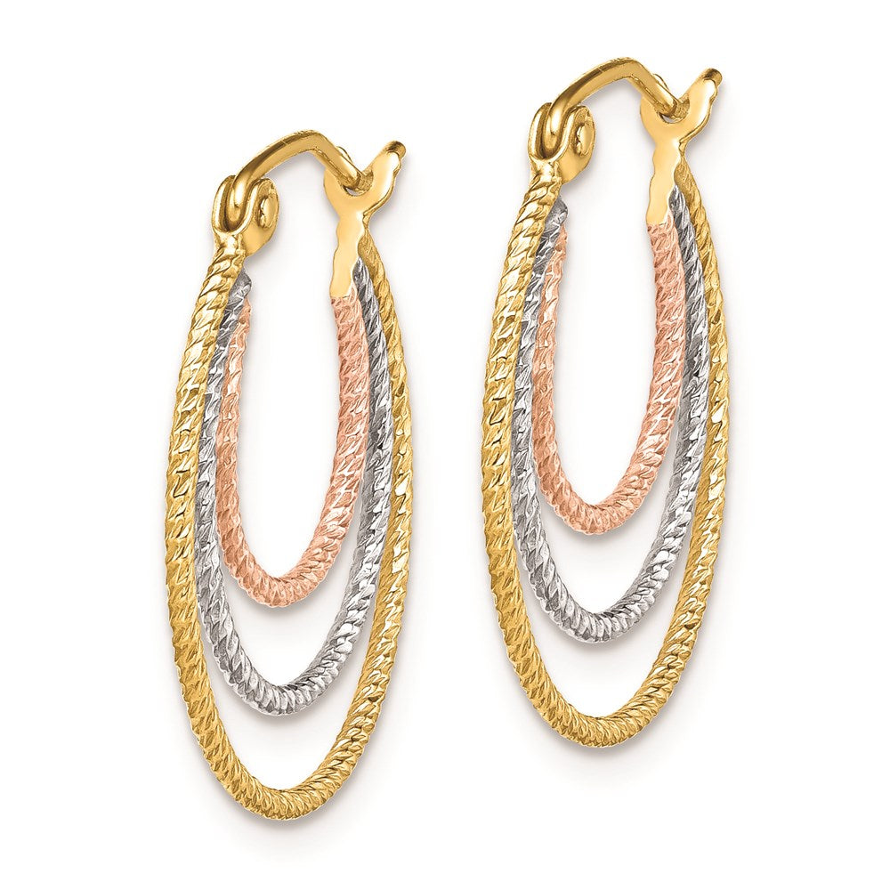 Sterling Silver Rhod-plated Yellow/Rose Vermeil Triple Hoop Earrings