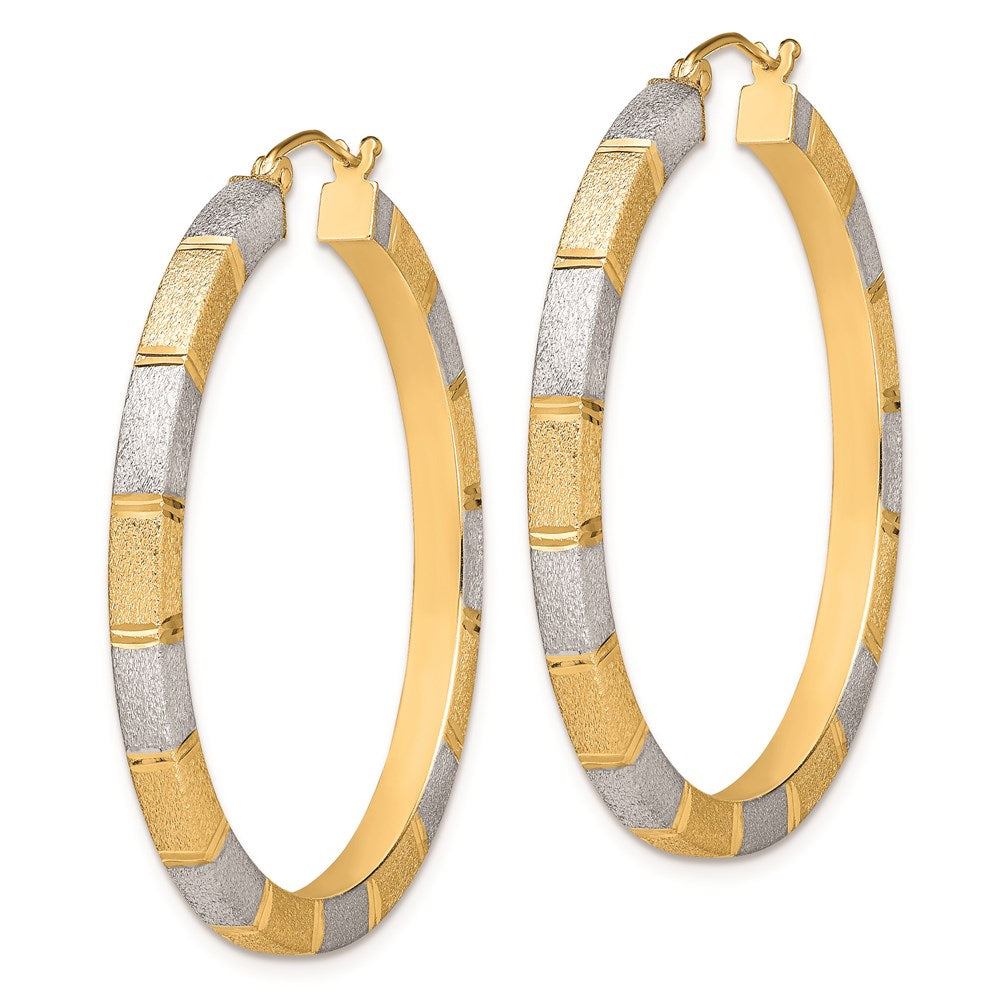 Sterling Silver Rhodium-plated Vermeil Diamond-cut 3x Hoop Earrings