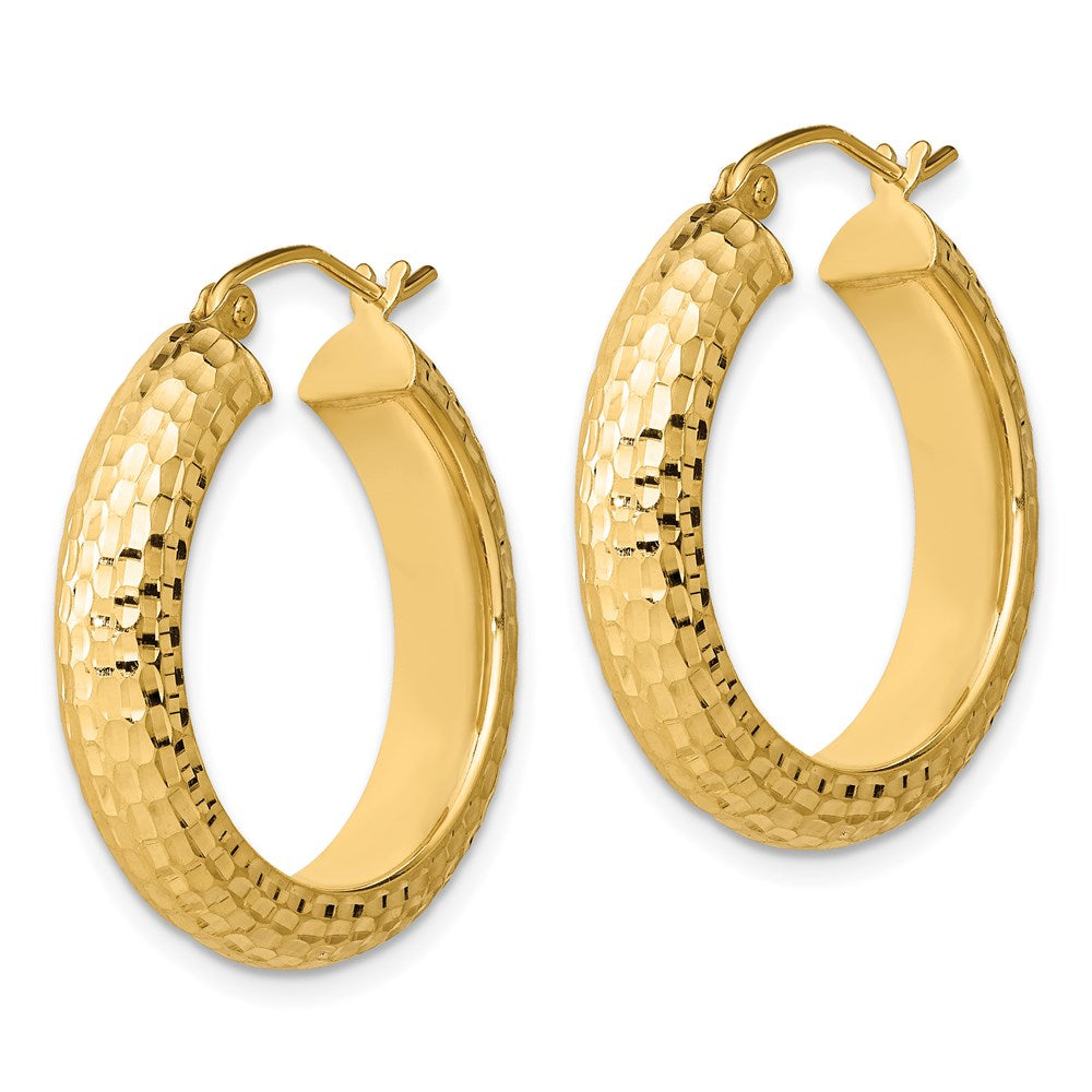 Sterling Silver Gold-plated Diamond-cut 5x Hoop Earrings