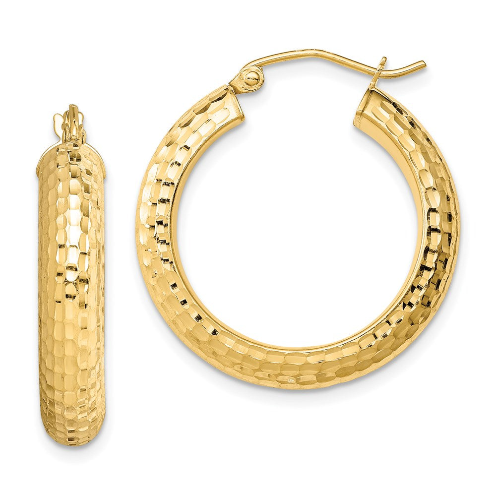Sterling Silver Gold-plated Diamond-cut 5x Hoop Earrings