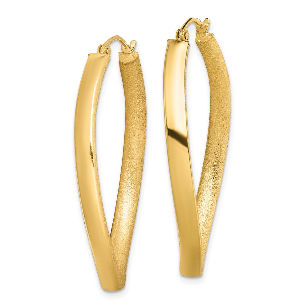 Sterling Silver Gold-plated Textured Wavy Oval Hoop Earrings