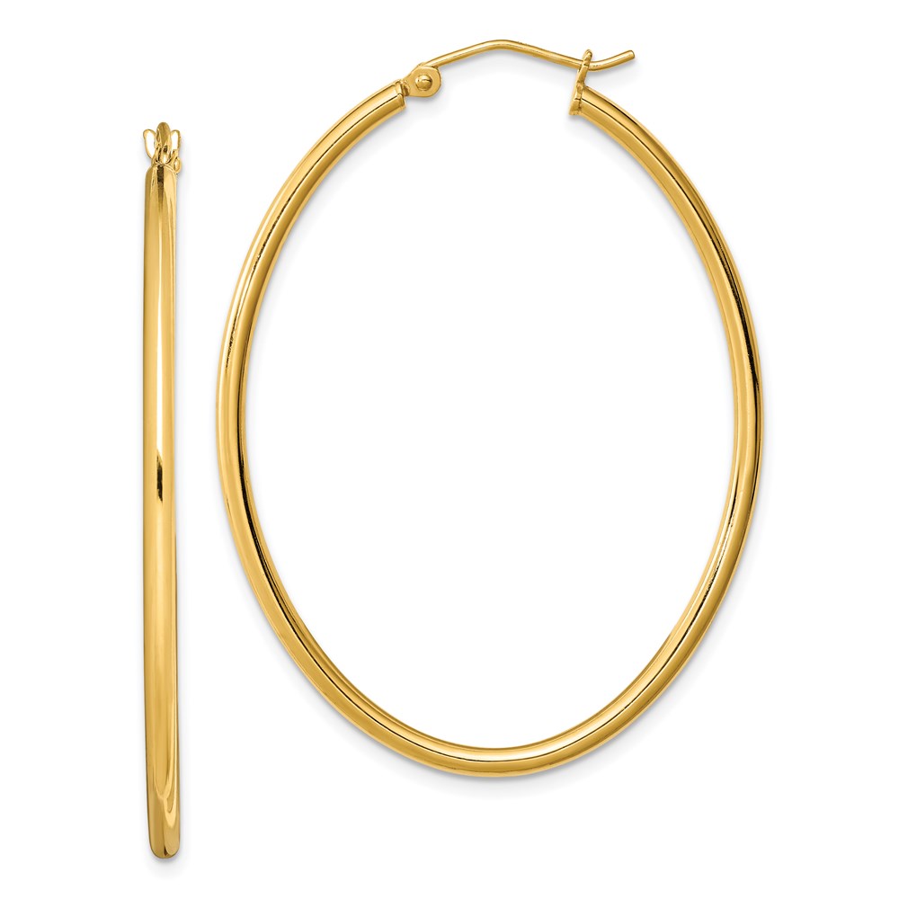Sterling Silver Gold-plated Oval Hollow Hoop Earrings