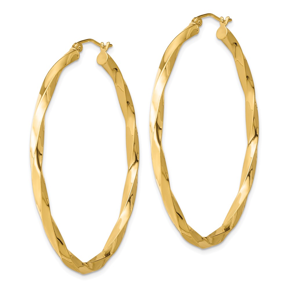 Sterling Silver Gold-plated Twisted Oval Hoop Earrings