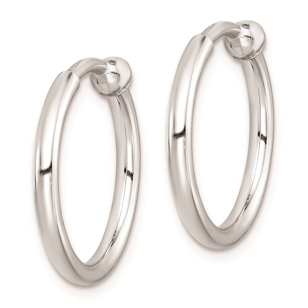 Sterling Silver RH-plated 2x Non-Pierced Round Hoop Earrings
