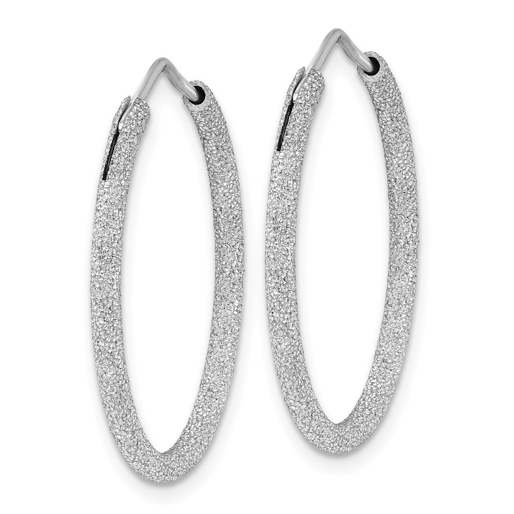 Sterling Silver Rhodium-plated Laser Cut Endless Hoop Earrings