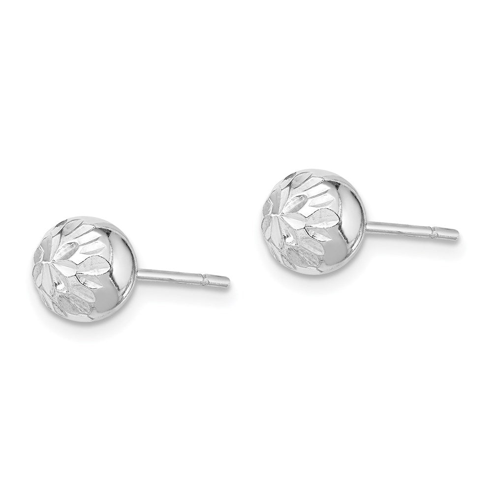 Sterling Silver Rhodium Plated Diamond Cut Post Earrings