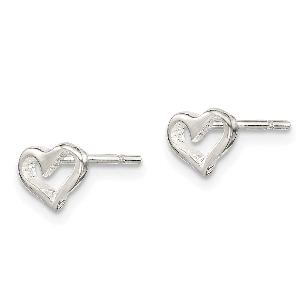 Sterling Silver Polished Open Heart Petite Post Earrings