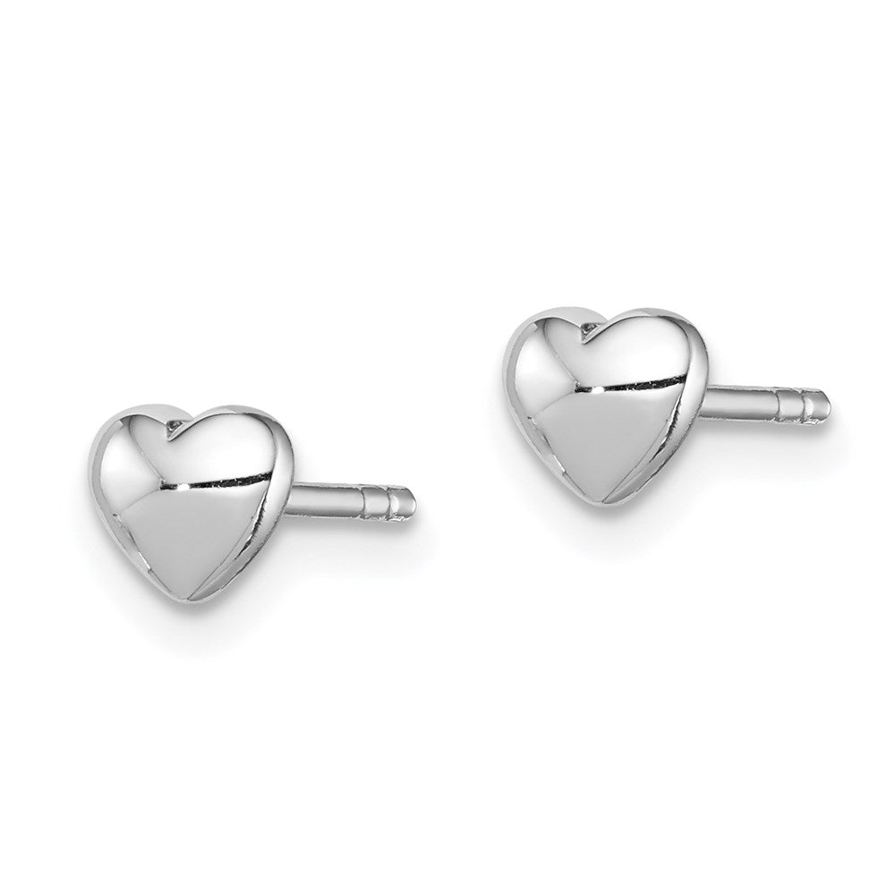 Sterling Silver Rhodium-plated Polished Heart Petite Post Earrings