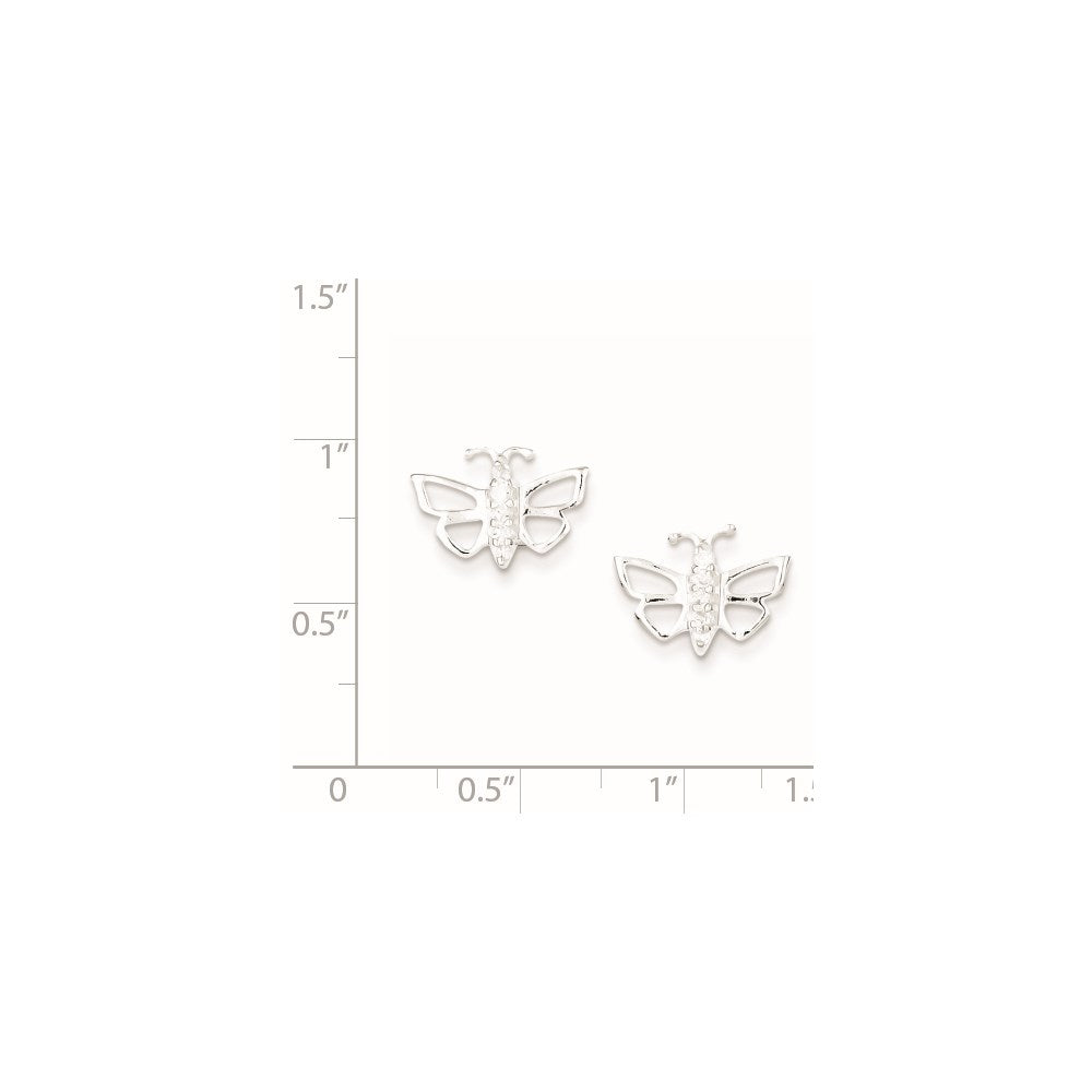 Sterling Silver CZ Butterfly Post Earrings