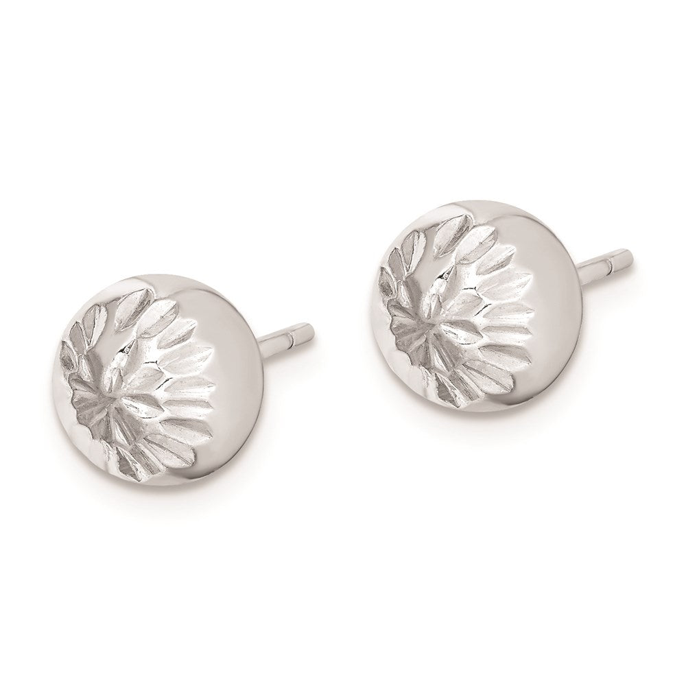 Sterling Silver Rhod-plated Diamond Cut Ball Post Earrings