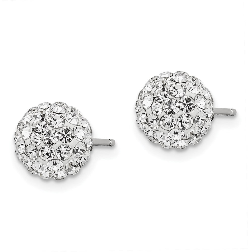 Sterling Silver Rhodium-plated Post White Czech Crystal Earrings