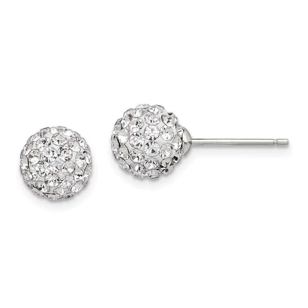 Sterling Silver Rhodium-plated Post White Czech Crystal Earrings