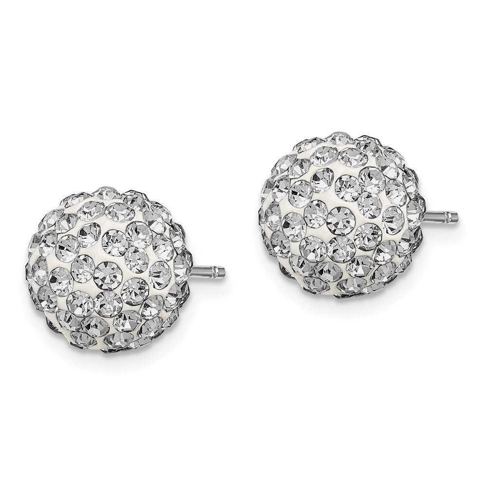 Sterling Silver Rhodium-plated White Czech Crystal Post Earrings