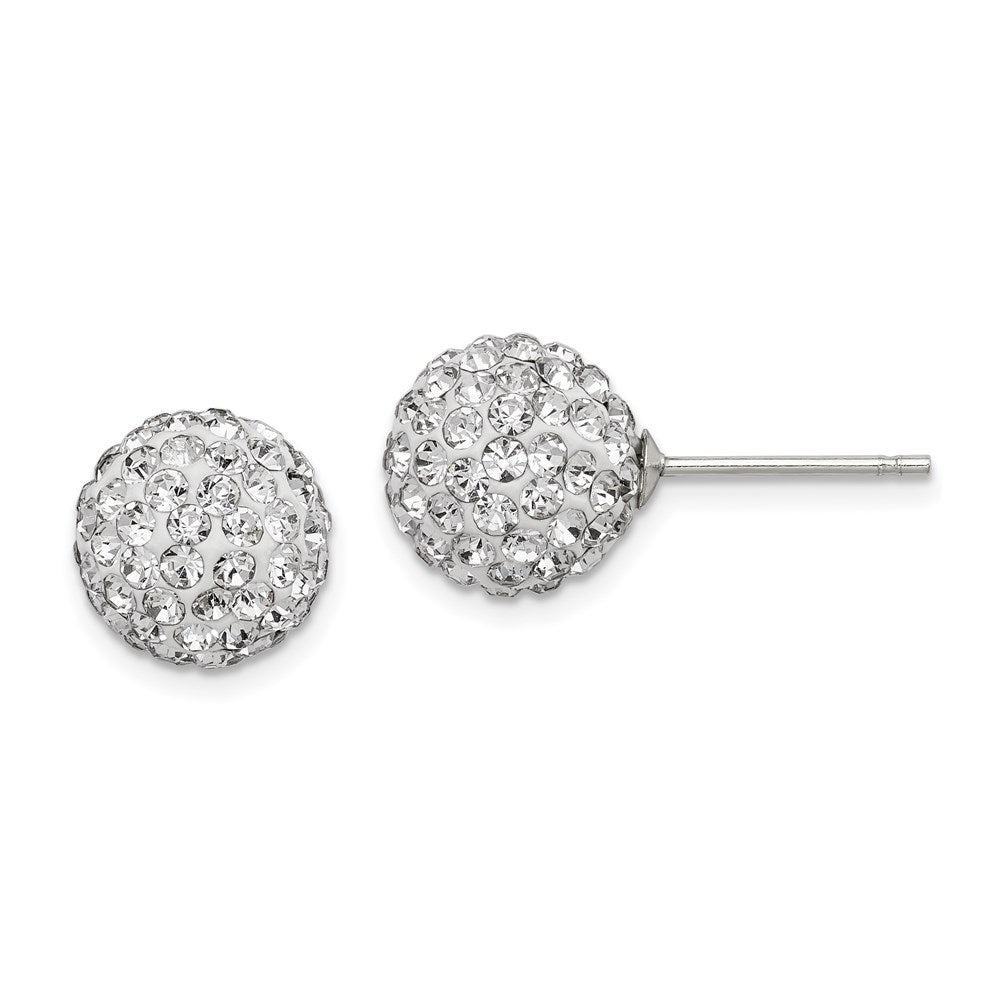 Sterling Silver Rhodium-plated White Czech Crystal Post Earrings