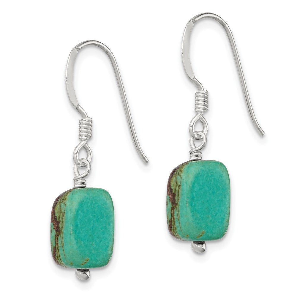 Sterling Silver Polished Dyed Howlite Rectangle Dangle Earrings