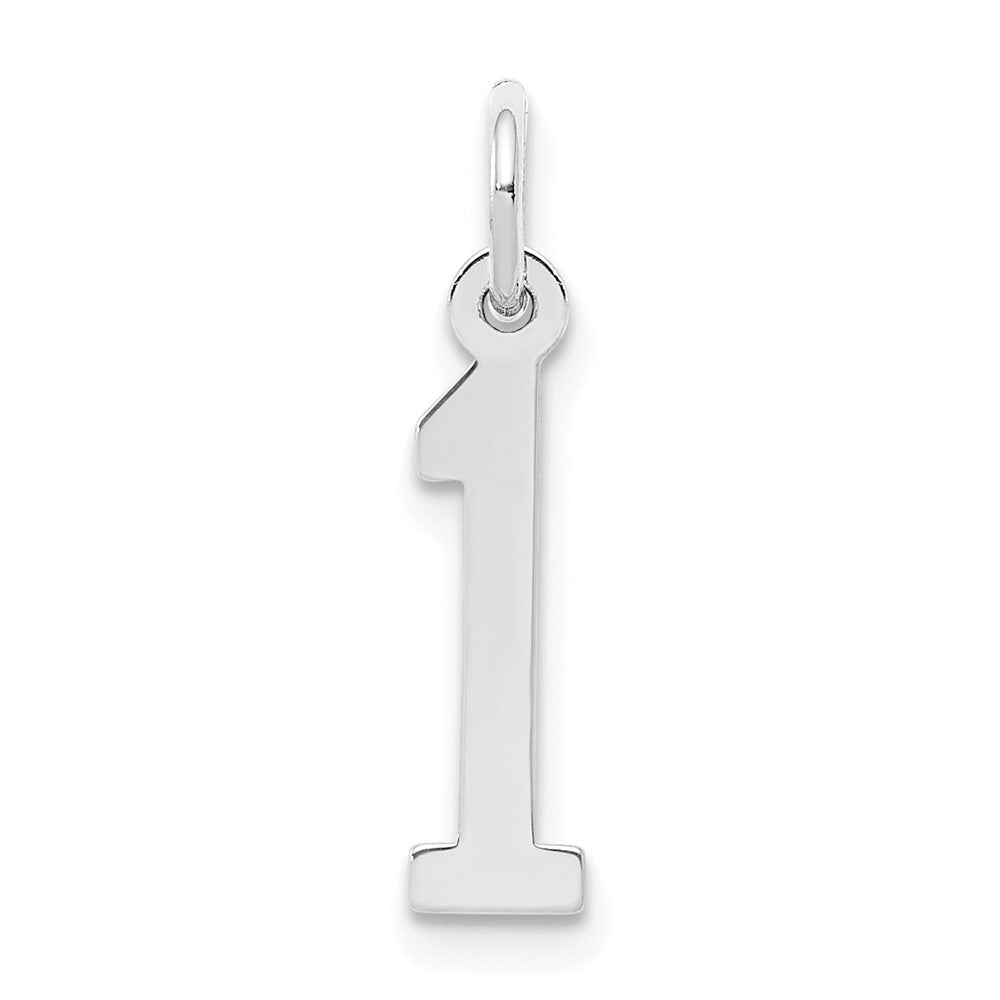 Sterling Silver/Rhodium-plated Elongated Polished Number 1 Charm