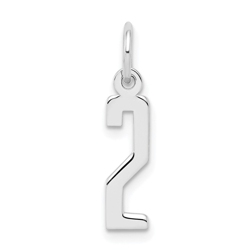 Sterling Silver/Rhodium-plated Elongated Polished Number 2 Charm