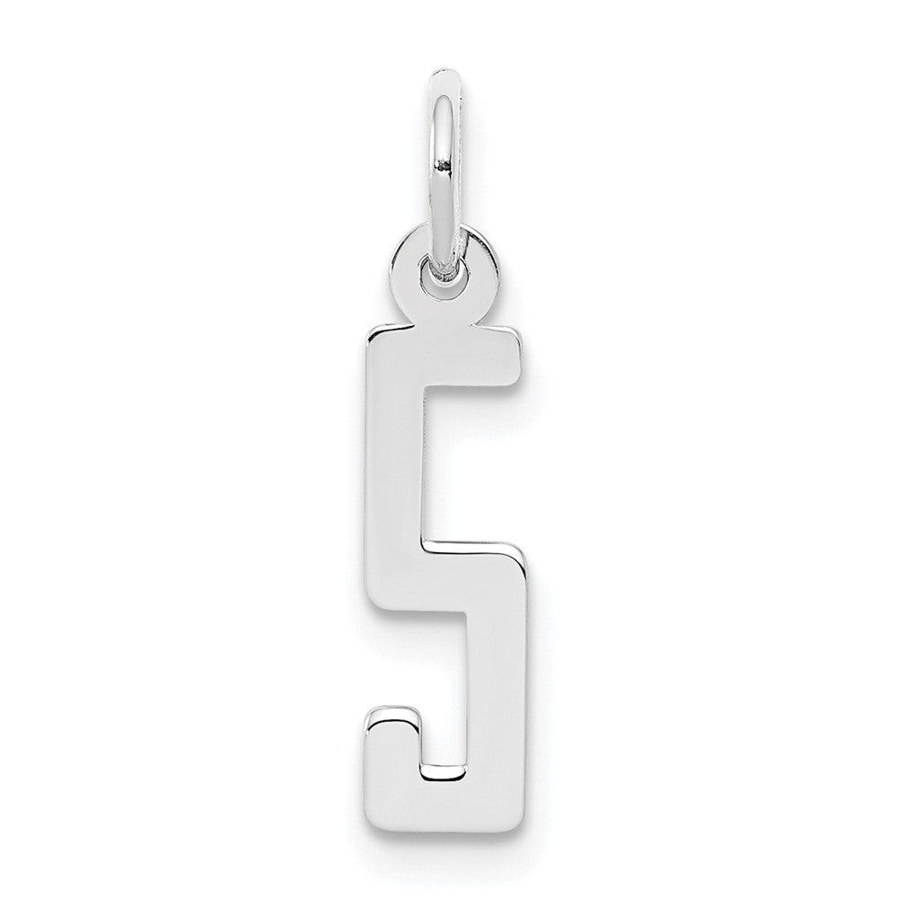 Sterling Silver/Rhodium-plated Elongated Polished Number 5 Charm