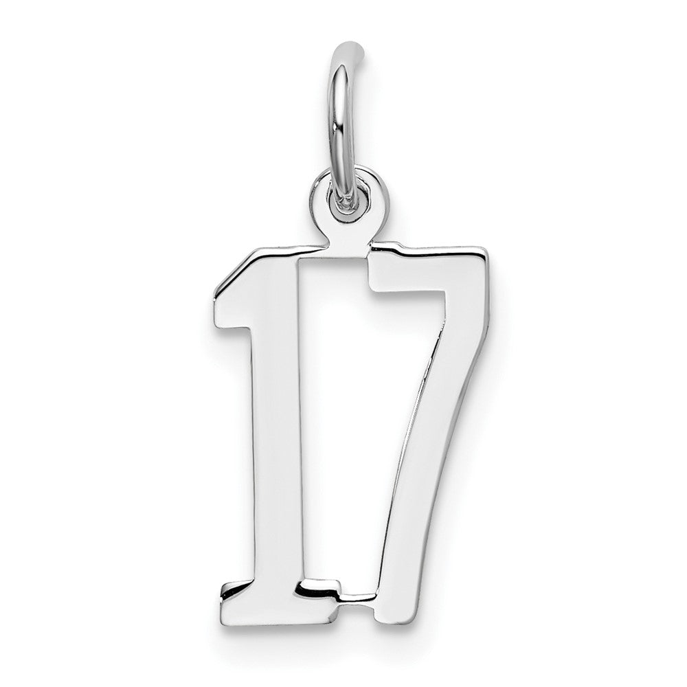 Sterling Silver/Rhodium-plated Elongated Number 17 Charm