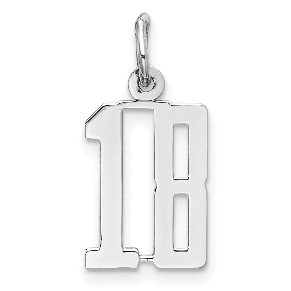 Sterling Silver/Rhodium-plated Elongated Number 18 Charm