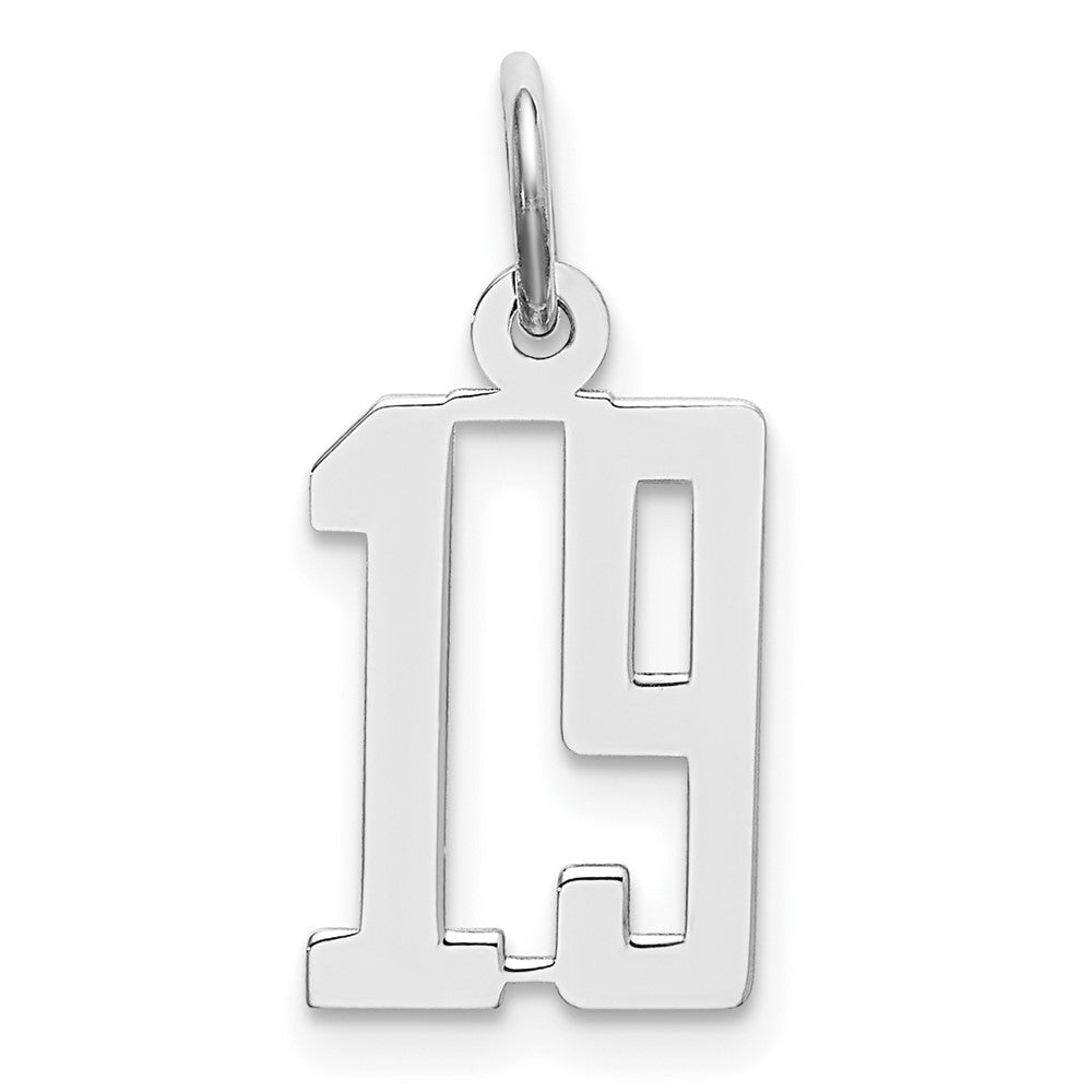 Sterling Silver/Rhodium-plated Elongated Number 19 Charm